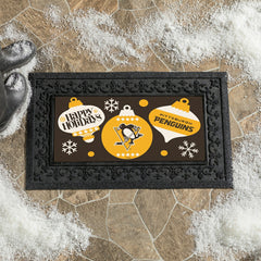Pittsburgh Penguins Holiday Flocked Coir Sassafras Switch Mat, 22"x10", NHL