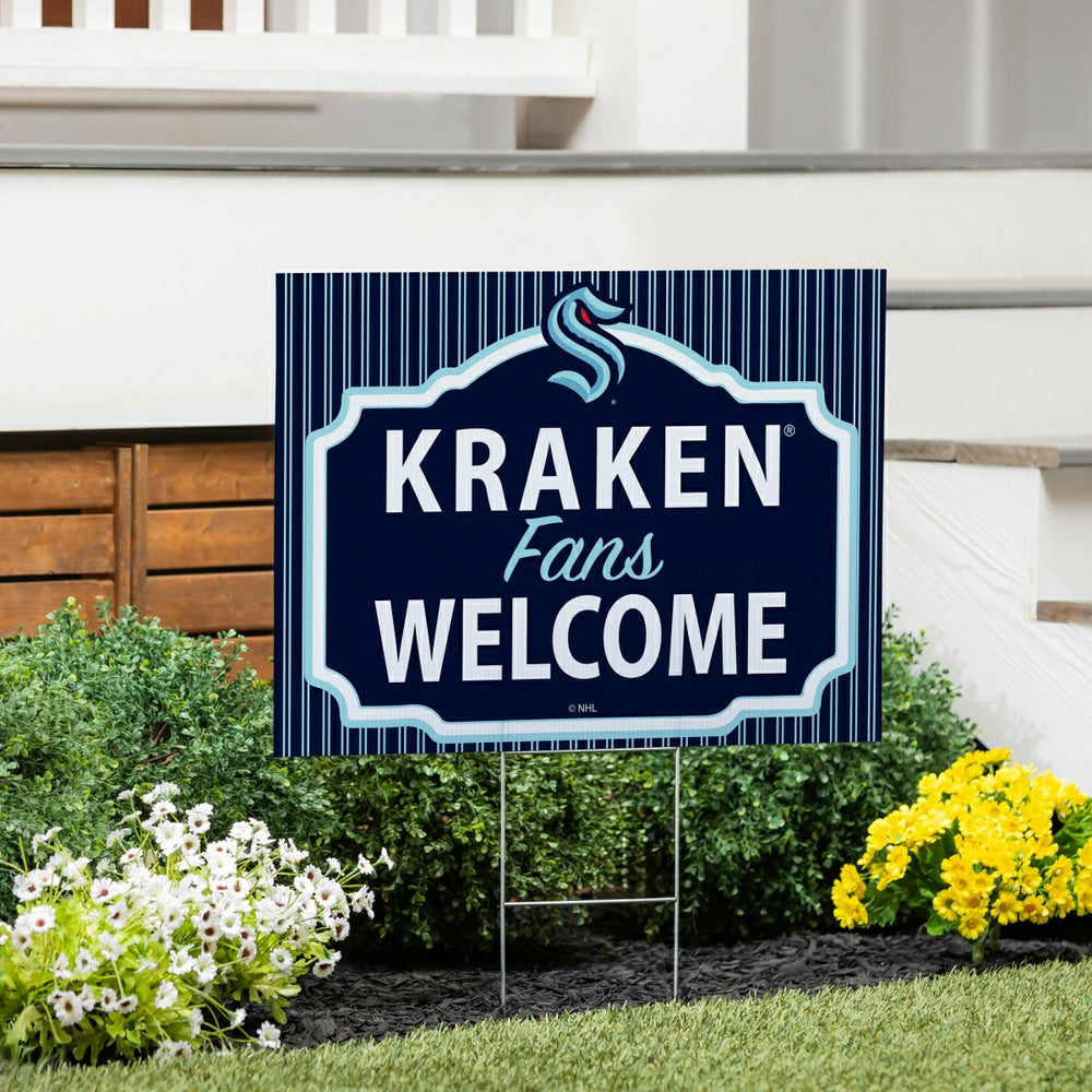 Seattle Kraken Coroplast Yard Sign, "Fans Welcome", NHL, Home