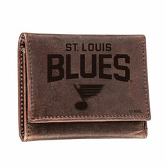 St Louis Blues, Tri-Fold Wallet, Brown, CH, 100% Genuine Leather, NHL, Home