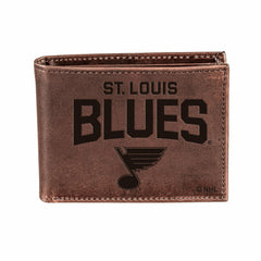 St Louis Blues, Bi-Fold Wallet, Brown, CH, 100% Genuine Leather, NHL, Home