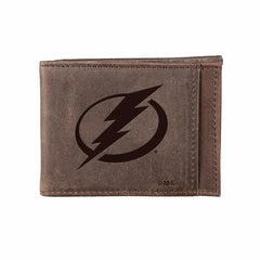 Front Pocket Wallet w/ RFID Blocking, Tampa Bay Lightning, Brown, NHL, Home
