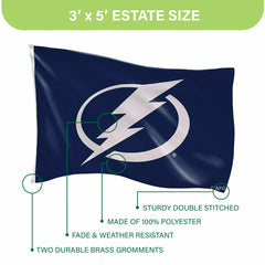 Tampa Bay Lightning Single Sided Flag with 2 Grommets, 3'x5', NHL, Home