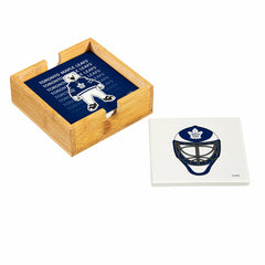 Toronto Maple Leafs Ceramic Coasters Set, 4pcs with Wood Caddy, NHL, Home