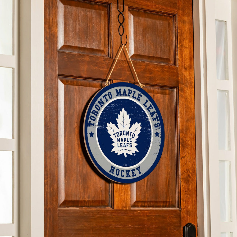 Toronto Maple Leafs Round Door Décor with Hanging Rope, 18x18, NHL, Home