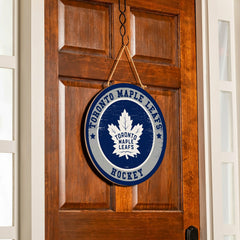 Toronto Maple Leafs Round Door Décor with Hanging Rope, 18x18, NHL, Home