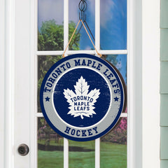 Toronto Maple Leafs Round Door Décor with Hanging Rope, 18x18, NHL, Home
