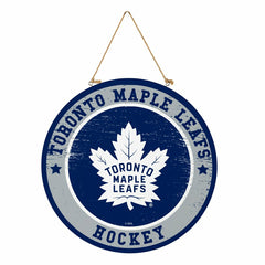 Toronto Maple Leafs Round Door Décor with Hanging Rope, 18x18, NHL, Home