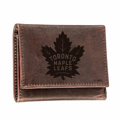 Toronto Maple Leafs, Tri-Fold Wallet, Brown, CH, 100% Genuine Leather, NHL, Home