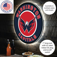 LED Wall Decor, Round, Washington Capitals, NHL, Home