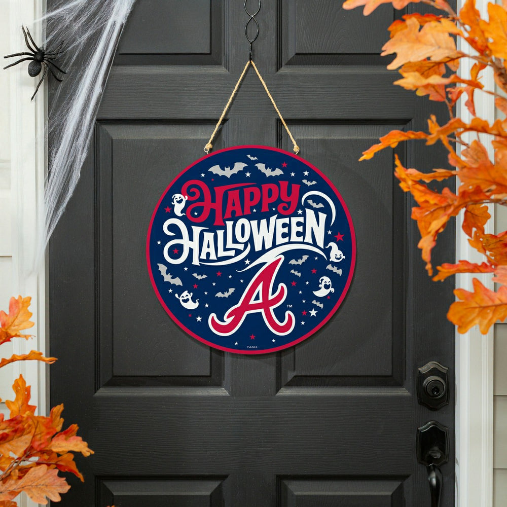 Atlanta Braves Halloween Round Door Décor with Hanging Rope, 18x18, MLB, Home