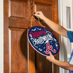 Atlanta Braves Halloween Round Door Décor with Hanging Rope, 18x18, MLB, Home