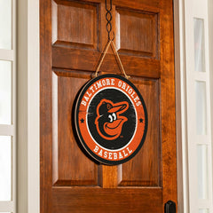 Baltimore Orioles Round Door Décor with Hanging Rope, 18x18, MLB, Home