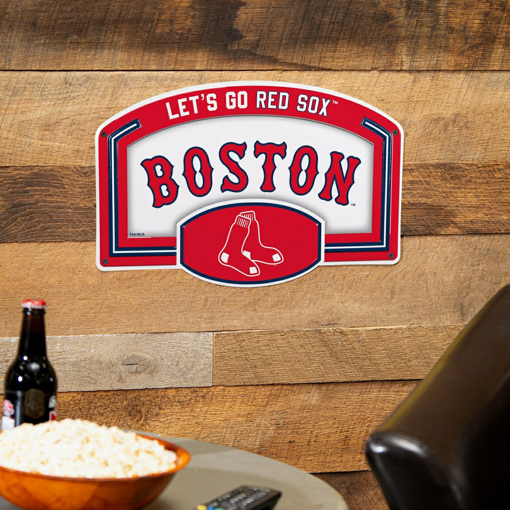 Boston Red Sox USA Embossed Steel Wall Sign, 11" x 17", MLB, Home