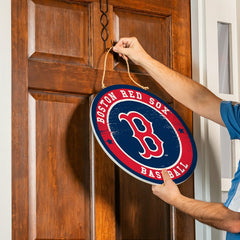 Boston Red Sox Round Door Décor with Hanging Rope, 18x18, MLB, Home