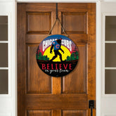 Chicago Cubs Bigfoot Round Door Décor with Hanging Rope, 18x18, MLB, Home
