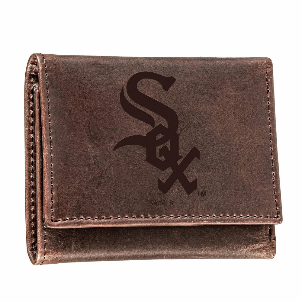 Chicago White Sox Tri-Fold Wallet Brown 100% Genuine Leather, MLB, Home