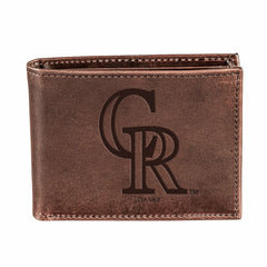 Colorado Rockies Bi-Fold Wallet Brown 100% Genuine Leather, MLB, Home