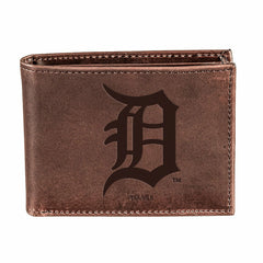 Detroit Tigers Bi-Fold Wallet Brown 100% Genuine Leather, MLB, Home