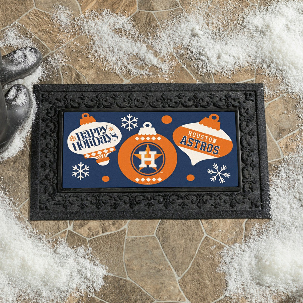 Houston Astros Holiday Flocked Coir Sassafras Switch Mat, 22"x10", MLB