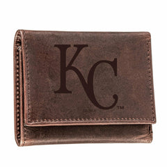 Kansas City Royals Tri-Fold Wallet Brown 100% Genuine Leather, MLB, Home