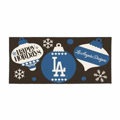 Los Angeles Dodgers Holiday Flocked Coir Sassafras Switch Mat, 22"x10", MLB