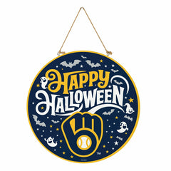 Milwaukee Brewers Halloween Round Door Décor with Hanging Rope, 18x18, MLB, Home