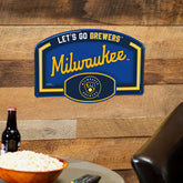 Milwaukee Brewers USA Embossed Steel Wall Sign, 11" x 17", MLB, Home