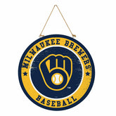 Milwaukee Brewers Round Door Décor with Hanging Rope, 18x18, MLB, Home