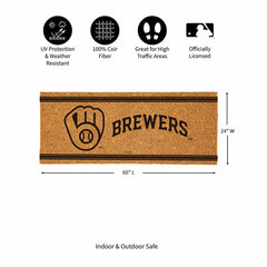 Milwaukee Brewers Extra Large One Color Coir Mat, 60"x24", MLB