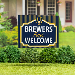 Milwaukee Brewers Coroplast Yard Sign, "Fans Welcome", MLB, Home