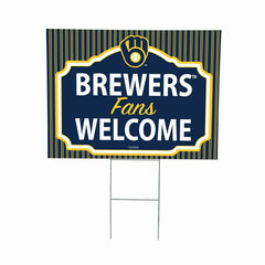 Milwaukee Brewers Coroplast Yard Sign, "Fans Welcome", MLB, Home
