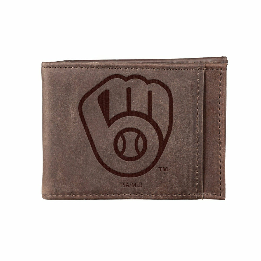 Milwaukee Brewers Front Pocket Wallet w/ RFID Blocking Brown, MLB, Home