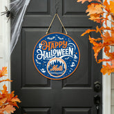New York Mets Halloween Round Door Décor with Hanging Rope, 18x18, MLB, Home