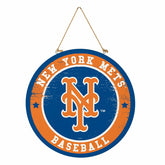 New York Mets Round Door Décor with Hanging Rope, 18x18, MLB, Home