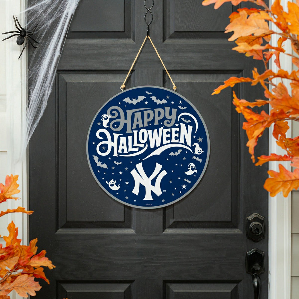 New York Yankees Halloween Round Door Décor with Hanging Rope, 18x18, MLB, Home