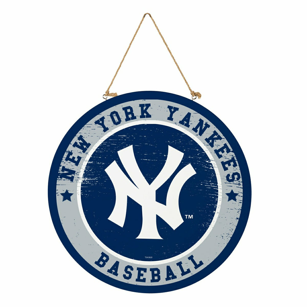 New York Yankees Round Door Décor with Hanging Rope, 18x18, MLB, Home