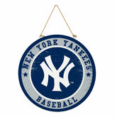 New York Yankees Round Door Décor with Hanging Rope, 18x18, MLB, Home