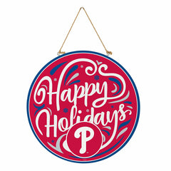 Philadelphia Phillies Holiday Round Door Décor with Hanging Rope, 18x1, MLB, Home