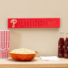 Philadelphia Phillies Engraved Wood Sign, 3.5" x 18", MLB, Home