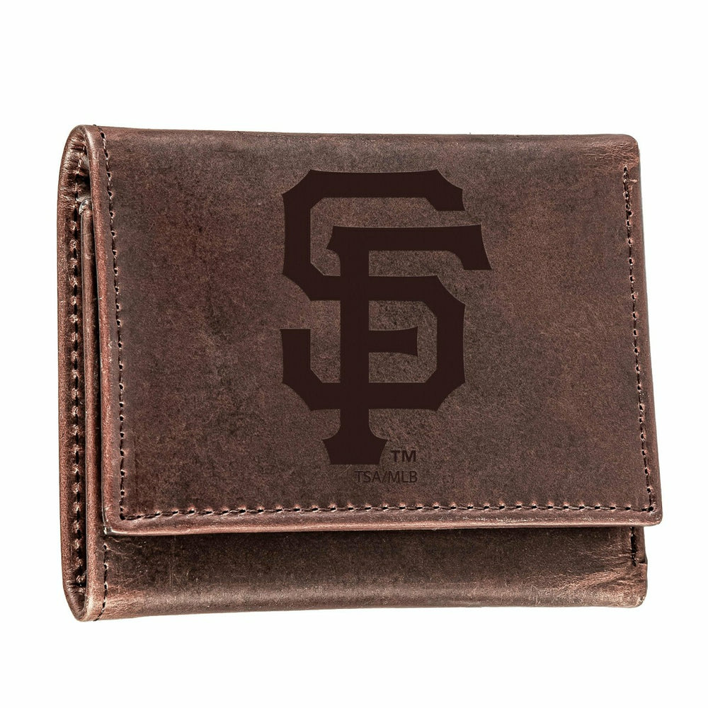San Francisco Giants Tri-Fold Wallet Brown 100% Genuine Leather, MLB, Home