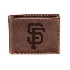 San Francisco Giants Bi-Fold Wallet Brown 100% Genuine Leather, MLB, Home