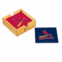 St Louis Cardinals Ceramic Coasters Set, 4pcs with Wood Caddy, MLB, Home