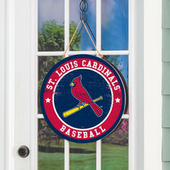 St Louis Cardinals Round Door Décor with Hanging Rope, 18x18, MLB, Home