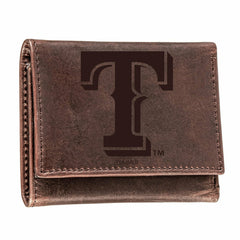 Texas Rangers Tri-Fold Wallet Brown 100% Genuine Leather, MLB, Home