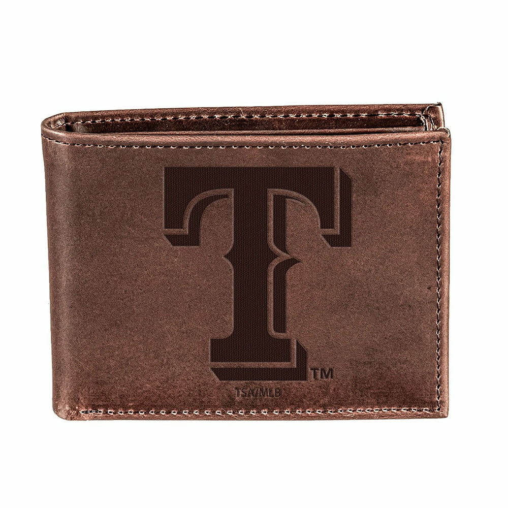 Texas Rangers Bi-Fold Wallet Brown 100% Genuine Leather, MLB, Home
