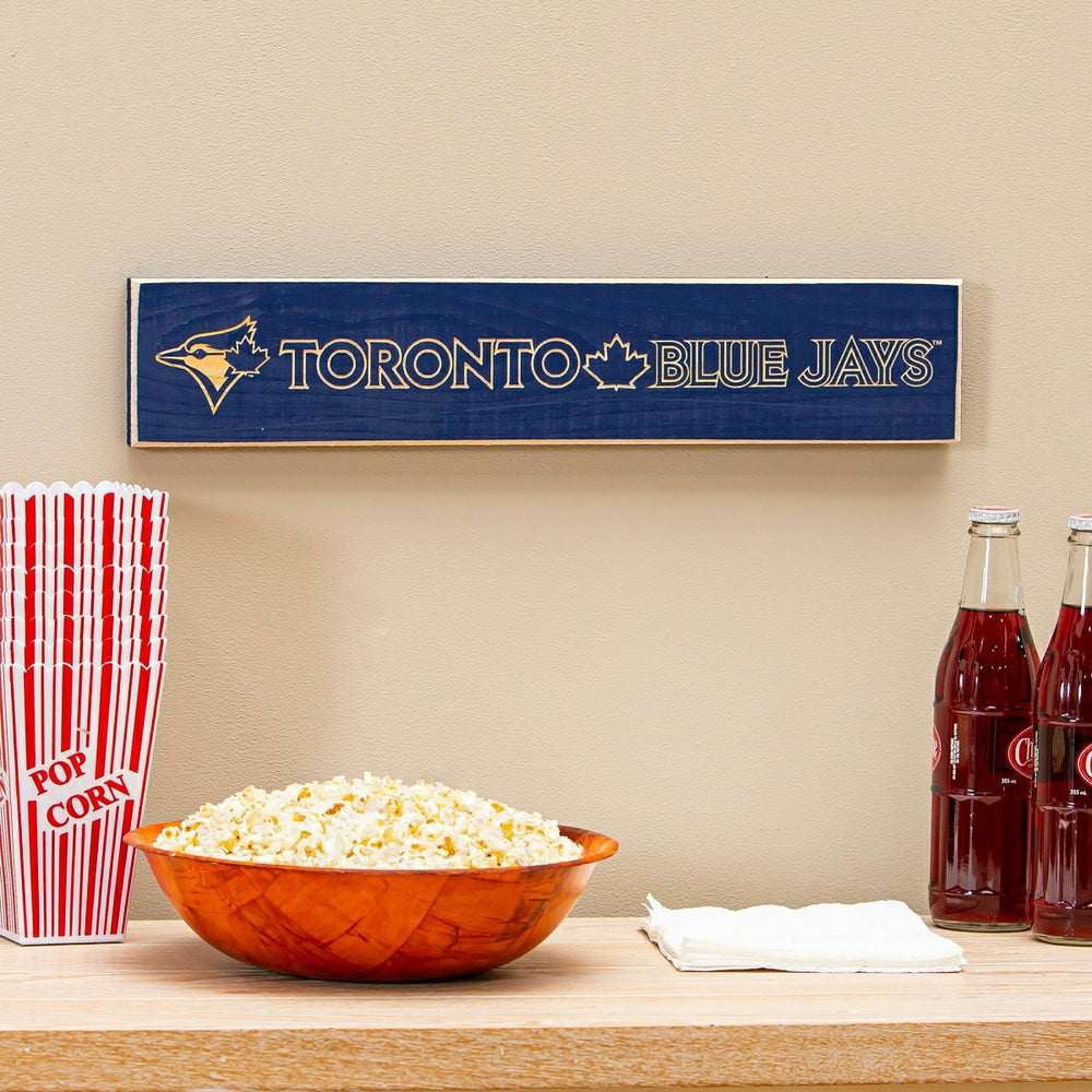 Toronto Blue Jays Engraved Wood Sign, 3.5" x 18", MLB, Home