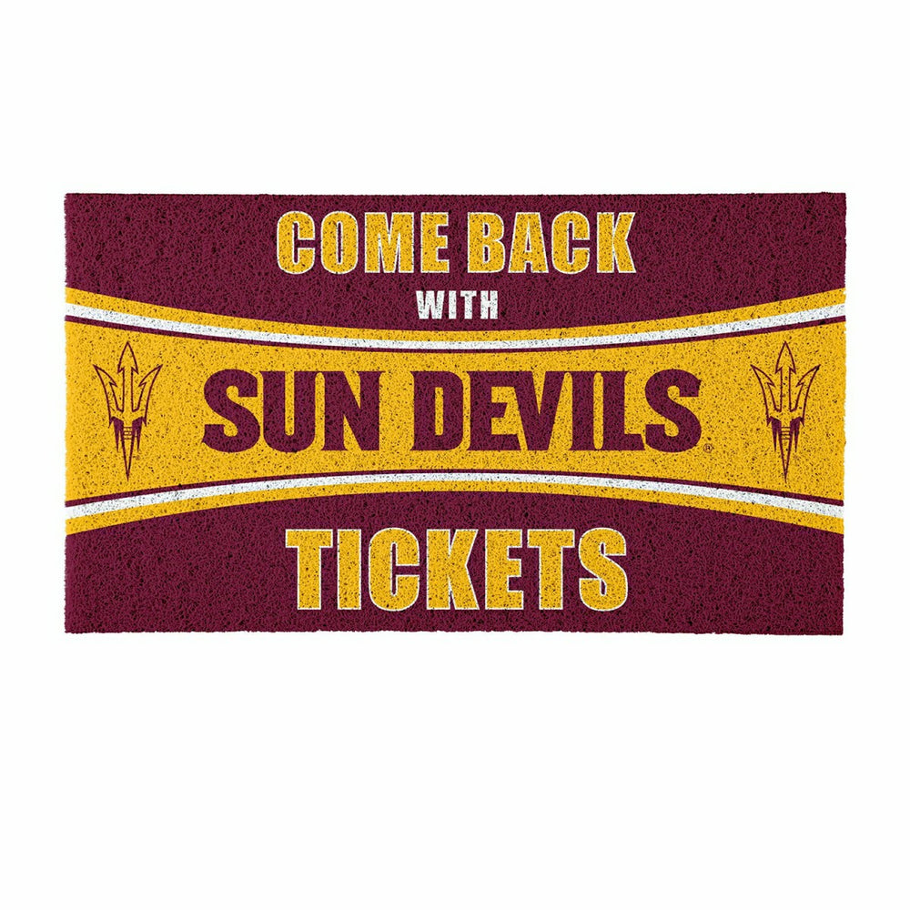 28" x 16" PVC Trapper Mat, Come Back with Tickets, Arizona State Unive, Collegiate