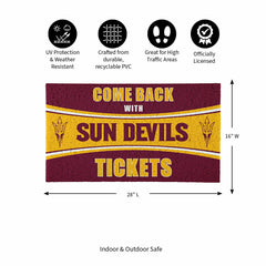 28" x 16" PVC Trapper Mat, Come Back with Tickets, Arizona State Unive, Collegiate