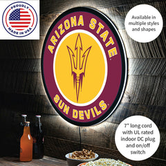 LED Wall Decor, Round, Arizona State University, Collegiate, Home
