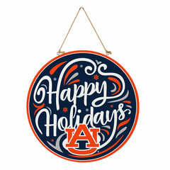 Auburn University Holiday Round Door Décor with Hanging Rope, 18x18, Collegiate, Home